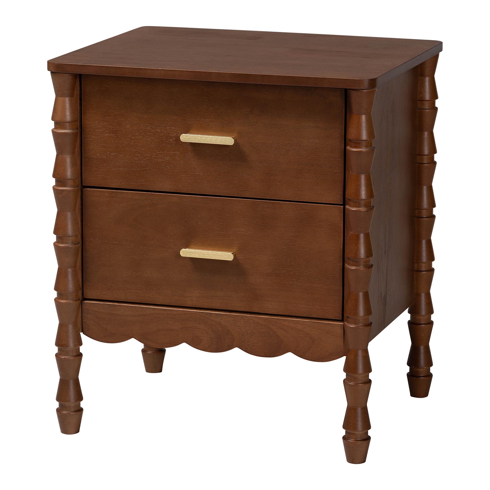 Baxton Studio Danette Bobbin Wood 2-Drawer Nightstand